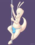  anthro bulge clothing dancing erection erection_under_clothes half-closed_eyes heddy looking_at_viewer male mammal marsupial navel pole pole_dancing pose rocko rocko&#039;s_modern_life simple_background solo speedo swimsuit wallaby 