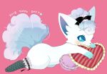  1girl artist_request blue_eyes heart pokemon ribbon solo stocking vulpix 