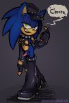  &lt;3 anthro armwear balls bdsm boots clothing collar dialogue elbow_gloves erection fingerless_gloves footwear gloves green_eyes grin half-closed_eyes harness hat hedgehog high_heels inviting leather male mammal monsterdongles penis pose shoes simple_background smile solo sonic_(series) sonic_the_hedgehog spikes standing tapering_penis tongue tongue_out 