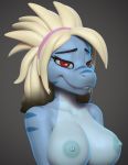  3d_(artwork) 3d_model big_breasts blonde_hair breasts chunkerbuns digital_media_(artwork) eyebrows eyelashes female fols hair huge_breasts nipples red_eyes reptile scalie simple_background smile solo 