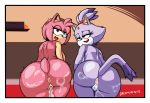  2018 absurd_res amy_rose anthro anus big_butt black_nose blaze_the_cat blush butt cat crossover cum cum_in_pussy cum_inside cum_leaking cum_on_butt dipstick_tail dragon_ball dragon_ball_(object) dreamcastzx1 duo feline female fur green_eyes hair hairband hedgehog hi_res huge_butt looking_back looking_pleasured mammal multicolored_tail nude pink_fur pink_hair ponytail presenting presenting_hindquarters purple_fur purple_hair pussy short_hair signature sonic_(series) video_games white_fur yellow_eyes 