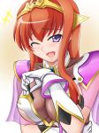  1girl artist_request blush breasts kangoku_senkan kangoku_senkan_2 large_breasts long_hair looking_at_viewer maya_cordelia princess shiny smile solo tiara 