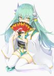  100percent fate/grand_order horns japanese_clothes kiyohime_(fate/grand_order) thighhighs yukata 