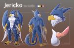  5_fingers anthro avian balls beak feathers gryphon jericko male model_sheet nude penis twstacker wings 