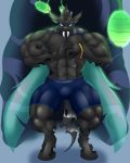  2018 abs absurd_res blues64 bulge changeling clothed clothing digital_media_(artwork) hi_res hole_(anatomy) horn huge_muscles looking_at_viewer male marauder6272 muscular muscular_male my_little_pony solo topless 