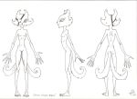  2015 2_tails :3 anthro breasts cat eye_patch eyelashes eyewear featureless_breasts featureless_crotch feline female mammal model_sheet monochrome multi_tail nude psycho_pass signature slim small_breasts solo source_request spooky_boogie unknown_artist unknown_artist_signature 