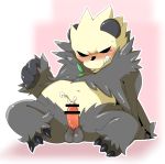  2015 anthro balls blush censored claws cum cumshot doneru ejaculation erection hi_res male mammal nintendo orgasm pangoro penis pok&eacute;mon pok&eacute;mon_(species) solo sweat toe_claws video_games 