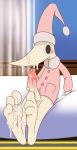  anime balls barefoot bedroom blush bottomless close-up clothed clothing cum cum_on_face cum_on_feet cum_on_penis excalibur_(soul_eater) hat humanoid_penis inside long_nose looking_at_viewer male masturbation not_furry orgasm pajamas penis shirt sitting solo soul_eater unknown_species yowesephth 