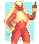  2018 angry avian balls beak blaziken clenched_teeth crotch_tuft digital_media_(artwork) flaccid holding_butt male middle_finger navel nintendo pain penis pok&eacute;mon pok&eacute;mon_(species) pubes saggy_balls solo standing tears teeth uncut unretracted_foreskin video_games zackary911 