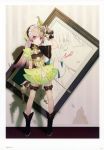  absurdres atelier_(series) atelier_lydie_&amp;_suelle bow dual_wielding gun handgun highres holding holding_gun holding_weapon huge_filesize long_hair looking_at_viewer noco_(adamas) official_art painting_(object) pink_hair pistol scan solo suelle_marlen trigger_discipline weapon yellow_bow 