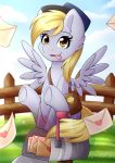  &lt;3 2018 bag blonde_hair cloud cute cutie_mark derpy_hooves_(mlp) envelope equine eyebrows eyelashes feathered_wings feathers female fence feral friendship_is_magic grass grey_feathers hair hat hi_res hooves looking_at_viewer mailbag mailbox mammal my_little_pony nana-yuka nude open_mouth open_smile outside pegasus portrait silly sitting sky smile solo tongue tongue_out underhoof watermark wings yellow_eyes 