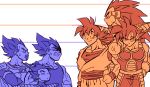  annoyed arm_up armor bardock beard black_eyes blue brothers clenched_hand cowboy_shot crossed_arms dougi dragon_ball dragon_ball_z facial_hair father_and_son gloves hand_on_hip happy height_difference king_vegeta long_hair looking_at_another looking_away male_focus monochrome multiple_boys orange_(color) raditz scouter serious siblings simple_background smile son_gokuu spiked_hair spr sweatdrop tail tarble teeth upper_body vegeta very_long_hair white_background wristband 