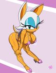  anthro bat bhawk big_breasts bikini breasts cleavage clothed clothing conditional_dnp digitaldomain123 female footwear high_heels lipstick looking_at_viewer makeup mammal pinup pose rouge_the_bat shoes simple_background solo sonic_(series) swimsuit 
