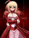  ahoge bad_id bad_pixiv_id blonde_hair blush breastless_clothes breasts epaulettes fate/extra fate_(series) green_eyes large_breasts nero_claudius_(fate) nero_claudius_(fate)_(all) nipples saga_taichi see-through solo 