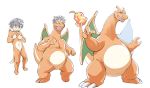  2018 charizard claws featureless_crotch feral hair human human_to_feral male mammal nintendo nojo open_mouth pok&eacute;mon pok&eacute;mon_(species) sequence short_hair simple_background solo standing suit_transformation surprise transformation video_games white_background 