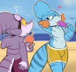  &lt;3 2018 anthro anthrofied athletic beach blush bulge clothed clothing dessert digital_media_(artwork) duo eyewear felino felishark fish food goggles goggles_on_head ice_cream looking_at_another male marine mudkip nintendo one_eye_closed pok&eacute;mon pok&eacute;mon_(species) popsicle sea seaside seductive shark standing suggestive suggestive_food sweat swimming_trunks swimsuit topless video_games water wink yellow_sclera 