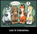  2016 ? anthro blue_eyes brown_fur canine cat chibi confusion dog english_text eyes_closed feline fox fur green_background green_eyes grey_fur group lagomorph mammal nude o-kemono open_mouth pink_eyes rabbit simple_background story story_in_description tan_fur text tongue white_fur 