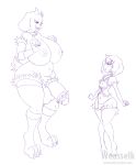  anthro balls big_breasts breasts caprine clothing cock_sock dickgirl girly gloves goat intersex legwear lingerie mammal navel nude panties penis protagonist_(undertale) simple_background size_difference sketch slightly_chubby stockings toriel undertale underwear video_games weasselk white_background 