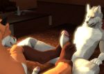  3d_(artwork) 4_toes 5_fingers amber_eyes animated anthro balls canine claws digital_media_(artwork) dipstick_ears duo feet fingers foot_fetish footjob foreskin fox fur humanoid_hands humanoid_penis loop male male/male mammal markings multicolored_fur open_mouth penis sex socks_(marking) spread_legs spreading toe_claws toes two_tone_fur uncut vincewolf white_balls white_penis wolf 