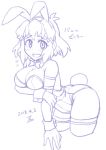  animal_ears arm_under_breasts armband artist_name ass bent_over blush bow bowtie breast_hold breasts bunny_ears bunny_girl bunny_tail bunnysuit cleavage commentary_request dated detached_collar flying_sweatdrops holding_own_arm large_breasts leotard monochrome purple senki_zesshou_symphogear short_hair solo tachibana_hibiki_(symphogear) tail thighhighs wrist_cuffs zetsumu 