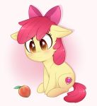  2018 apple_bloom_(mlp) cutie_mark digital_media_(artwork) earth_pony equine female feral food friendship_is_magic fruit hair hair_bow hair_ribbon hi_res higglytownhero horse mammal my_little_pony pink_background pony ribbons simple_background solo young 