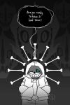  animated animated_skeleton bone clothing english_text gaster_blaster glowing glowing_eyes hoodie humanoid leeffi looking_at_viewer not_furry one_eye_closed sans_(undertale) skeleton slime solo text undead undertale video_games 