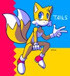  2_tails ambiguous_gender canine clothing fox looking_at_viewer mammal miles_prower multi_tail nekuzx signature smile solo sonic_(series) 