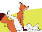  a-side ambiguous_penetration anthro balls bed big_balls big_breasts breasts butt canine disney eyes_closed female fox lying male male/female mammal nick_wilde nude on_back penetration sex skye_(zootopia) table_lotus_position zootopia 