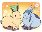  2015 alternate_species ambiguous_gender duo eeveelution flower glaceon lagomorph leafeon mammal nintendo plant pok&eacute;mon pok&eacute;mon_(species) rabbit video_games 井口病院 