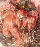  4boys abs aftersex anal bara beard boots brown_hair condom cowboy cum cum_in_ass cum_in_mouth cum_on_body facial facial_hair genji_(overwatch) group_sex happy_sex hat junkrat_(overwatch) male_focus masturbation mccree_(overwatch) multiple_boys muscle nude overwatch pecs pov roadhog_(overwatch) rokudenashi size_difference smile solo_focus sweat table tattoo tears teeth uncensored used_condom yaoi 