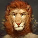  2018 alsareslynx anthro digital_media_(artwork) feline hair lion looking_at_viewer male mammal orange_hair smile smirk solo whiskers yellow_eyes 