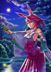  animal_ears arched_back bangs bare_shoulders bell benghuai_xueyuan blue_eyes breasts bunny_ears cloud commentary_request detached_sleeves fireflies forest full_moon gotointhepark hair_between_eyes hair_ribbon hakama highres holding honkai_impact japanese_clothes jingle_bell kagura_suzu kimono large_breasts miko moon nature night night_sky outdoors pink_hair ribbon sash short_hair short_kimono sideboob sky smile solo standing tree white_kimono wide_sleeves yae_sakura_(benghuai_xueyuan) 