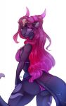  2018 anthro bra breasts butt_pose clothed clothing digital_media_(artwork) dragon feline female hair horn hybride kristiana_puff mammal panties purple_hair simple_background smile solo underwear white_background 