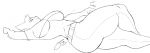  belt big_breasts black_and_white breasts clothed clothing eyes_closed feline female huwon lying mae_(nitw) mammal monochrome night_in_the_woods notched_ear pants scratching shirt simple_background thick_thighs tube_top white_background wide_hips 
