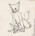  all_fours anal blush breath canine cobalt_snow conditional_dnp disney doggystyle fox from_behind_position grin jack_savage lagomorph male male/male mammal monochrome nick_wilde rabbit sex smile sweat tongue tongue_out zootopia 