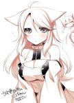  :o =_= ahoge animal_ears belt_collar blush breasts cleavage commentary_request dated detached_sleeves flying_sweatdrops konshin large_breasts long_hair long_sleeves looking_at_viewer multiple_girls original signature simple_background white_background 