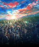  academy_city cityscape clouds lens_flare no_humans science_fiction sky sun to_aru_majutsu_no_index windmill 