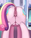  2018 anatomically_correct anatomically_correct_pussy animal_genitalia animal_pussy anus areola blurred_background butt castle clitoral_winking clitoris cutie_mark dock equine equine_pussy faceless_female female feral friendship_is_magic fur hair hi_res hooves inside mammal multicolored_hair my_little_pony negasun nipples nude presenting presenting_hindquarters presenting_pussy princess_cadance_(mlp) puffy_anus pussy raised_tail rear_view solo teats 