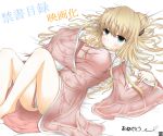  1girl blonde_hair blue_eyes blush breasts large_breasts laura_stuart legs long_hair lying on_back robe solo teal_eyes to_aru_majutsu_no_index 