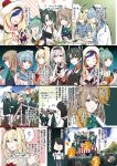  blonde_hair blue_eyes blue_hair blue_shirt brown_hair comic commandant_teste_(kantai_collection) gambier_bay_(kantai_collection) green_hair hat highres japanese_clothes jintsuu_(kantai_collection) kantai_collection michishio_(kantai_collection) microphone miko morinaga_miki multiple_girls muneate non-web_source remodel_(kantai_collection) samuel_b._roberts_(kantai_collection) sendai_(kantai_collection) shirt silver_hair skirt speech_bubble suzutsuki_(kantai_collection) translated warspite_(kantai_collection) yuubari_(kantai_collection) zuikaku_(kantai_collection) 