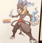  2018 5_fingers 5_toes alternate_color ambiguous_gender anthro arm_tuft athletic biped black_fur black_nose black_tail blue_fire crotch_tuft english_text eyeshadow face_paint fak&eacute;mon feet fire fire_magic firefightdex flaming_hair fluffy foreshortening front_view full-length_portrait fur hair hatching_(technique) head_tuft hi_res humanoid_feet humanoid_hands infernape leg_tuft long_tail looking_at_viewer magic_user makeup mammal marker_(artwork) mfanjul mixed_media multicolored_fur neck_tuft nintendo nude pen_(artwork) plantigrade pok&eacute;mon pok&eacute;mon_(species) portrait primate pseudo_clothing red_eyes red_fur ribcage shadow simple_background skull_face_paint smile smirk smug solo spread_legs spreading standing sugar_skull text toes toony traditional_media_(artwork) tuft undead video_games white_background white_skin wide_stance will-o-wisp yellow_fur 
