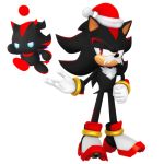  black_fur chao chest_tuft christmas clothing duo facial_hair footwear fur gloves hat hedgehog holidays male mammal mustache nibroc-rock nude red_eyes red_fur santa_hat shadow_the_hedgehog shoes sonic_(series) tuft 