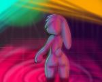  abstract butt female hologram knullox lagomorph mammal nude rabbit retro solo standing synthwave water water_ripples 