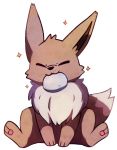 2016 alpha_channel ambiguous_gender brown_fur brown_tail canine cute dipstick_tail eevee eyes_closed feral fur ieaka mammal multicolored_tail nintendo pawpads paws pok&eacute;mon pok&eacute;mon_(species) simple_background solo transparent_background video_games 