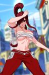  bandage blush breasts erza_scarlet fairy_tail kyoffie12 large_breasts nipple_slip ponytail red_hair 