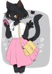  1girl black_hair brown_eyes cat furry short_hair solo taitai 