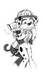  &lt;3 4_fingers anthro anthro_on_anthro bedroom_eyes black_and_white blush bottomless canine chase_(paw_patrol) clothed clothing crossgender cub dalmatian diacordst_(artist) dog duo female female/female fur grabbing_from_behind grope half-closed_eyes hand_under_shirt hat looking_down mammal marshall_(paw_patrol) monochrome paw_patrol pawprint pussy seductive shirt simple_background standing sweat white_background young 