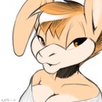  anthro bedroom_eyes breasts bust_portrait cleavage clothed clothing digital_media_(artwork) female hair half-closed_eyes looking_at_viewer low_res orange_eyes portrait seductive solo unknown_species white_topwear xylas 
