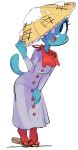  2018 alternate_costume anthro blue_fur breasts cartoon_network cat clothing cosplay dbaru digital_media_(artwork) dress feline female fur hat leaning leaning_forward mammal mature_female nicole_watterson open_mouth smile solo standing the_amazing_world_of_gumball touhou whiskers 