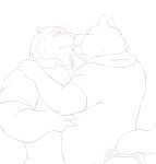  2011 5_fingers anthro bear blush canine clothed clothing dog duo eyes_closed fully_clothed kissing line_art male mammal necktie side_view simple_background slightly_chubby standing tongue tongue_out urakumaworld white_background 